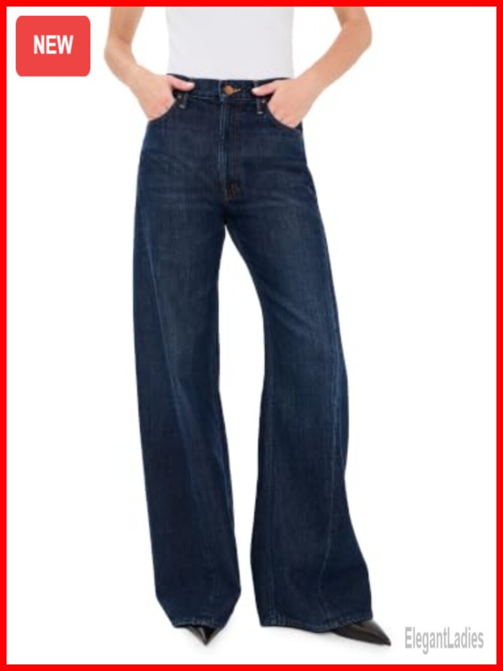 High Rise Wide Leg Jeans Non-Stretch Denim 5-Pocket Made in USA